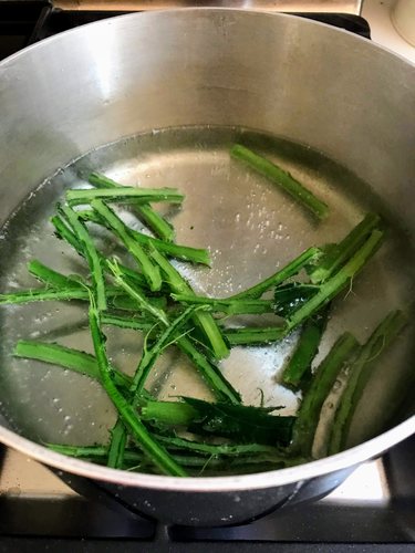 blanching kale stems