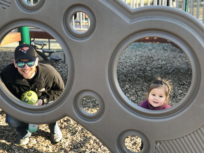 Playing outdoors with children